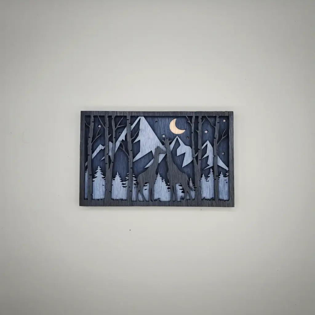 Cadre en bois, girafes