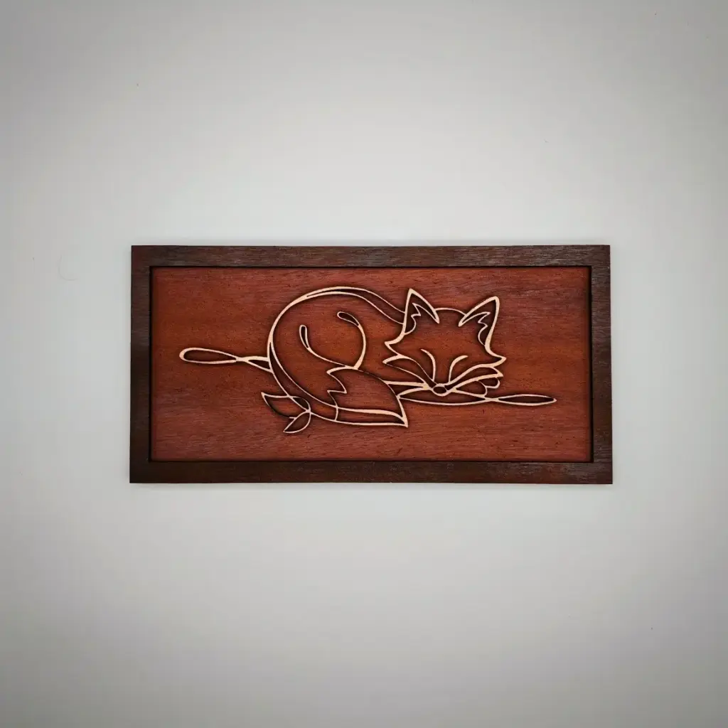 Cadre en bois, renard