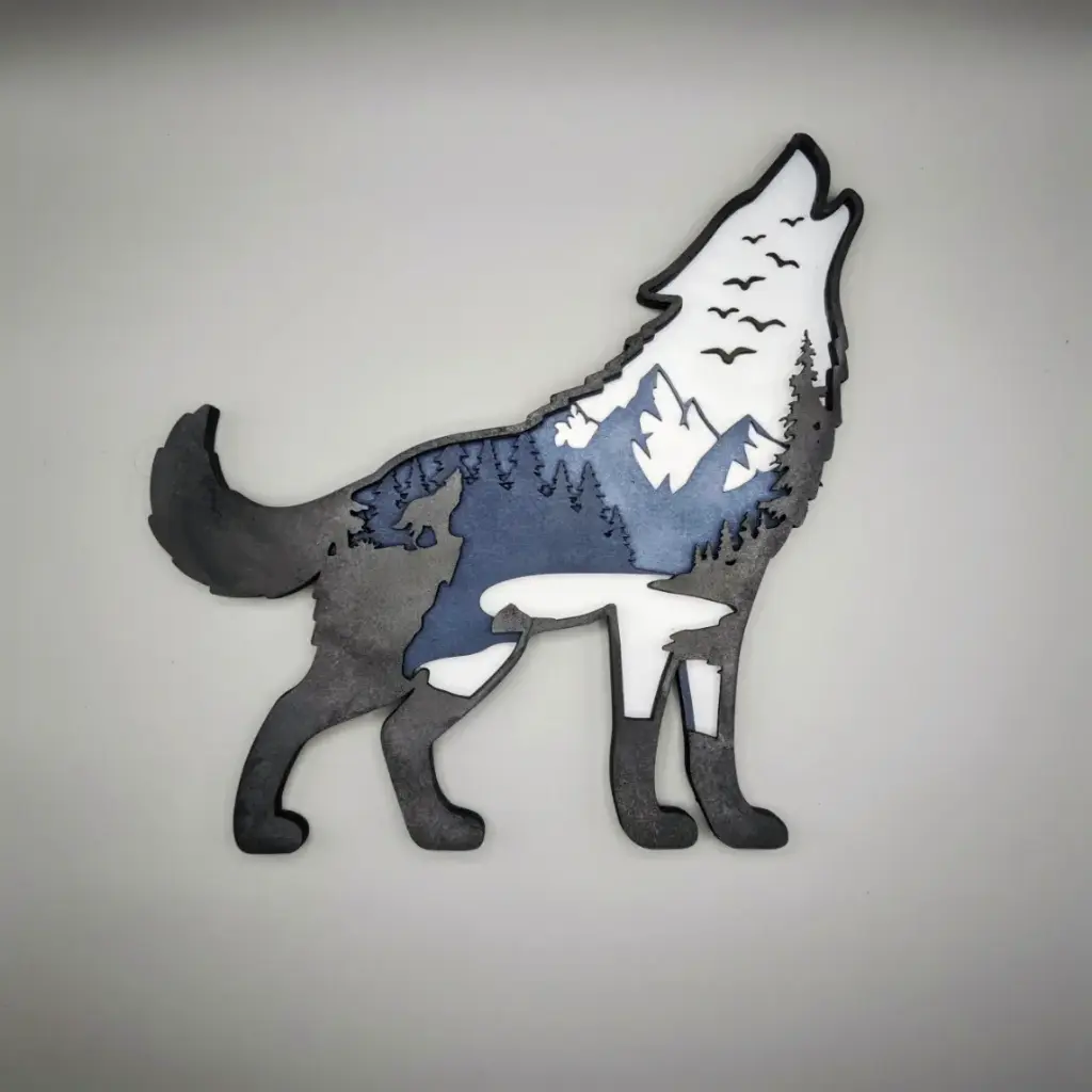 Sculpture en bois, loup