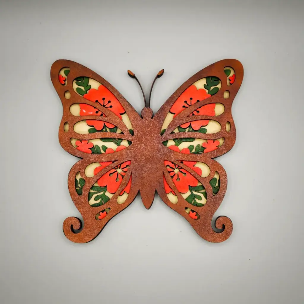 Cadre en bois, papillon