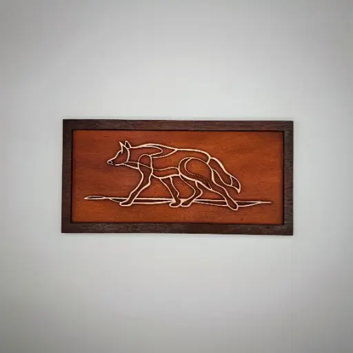 Cadre en bois, loup