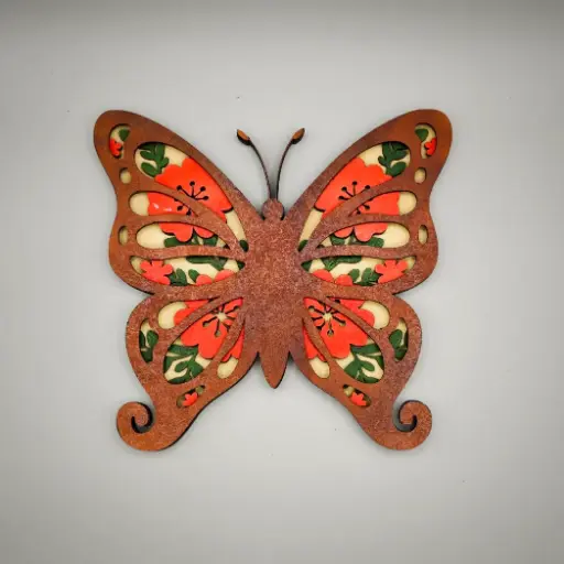Cadre en bois, papillon